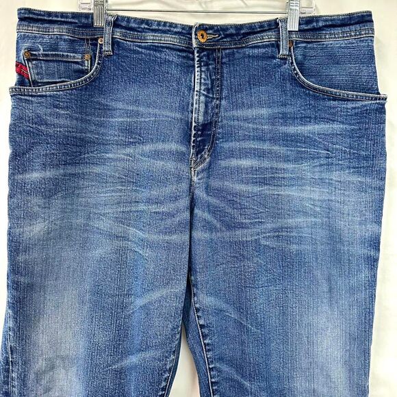 PARASUCO Vintage 90s Y2K Blue Denim Straight Leg Jeans Pockets Men 42x32 Fading - Picture 2 of 8